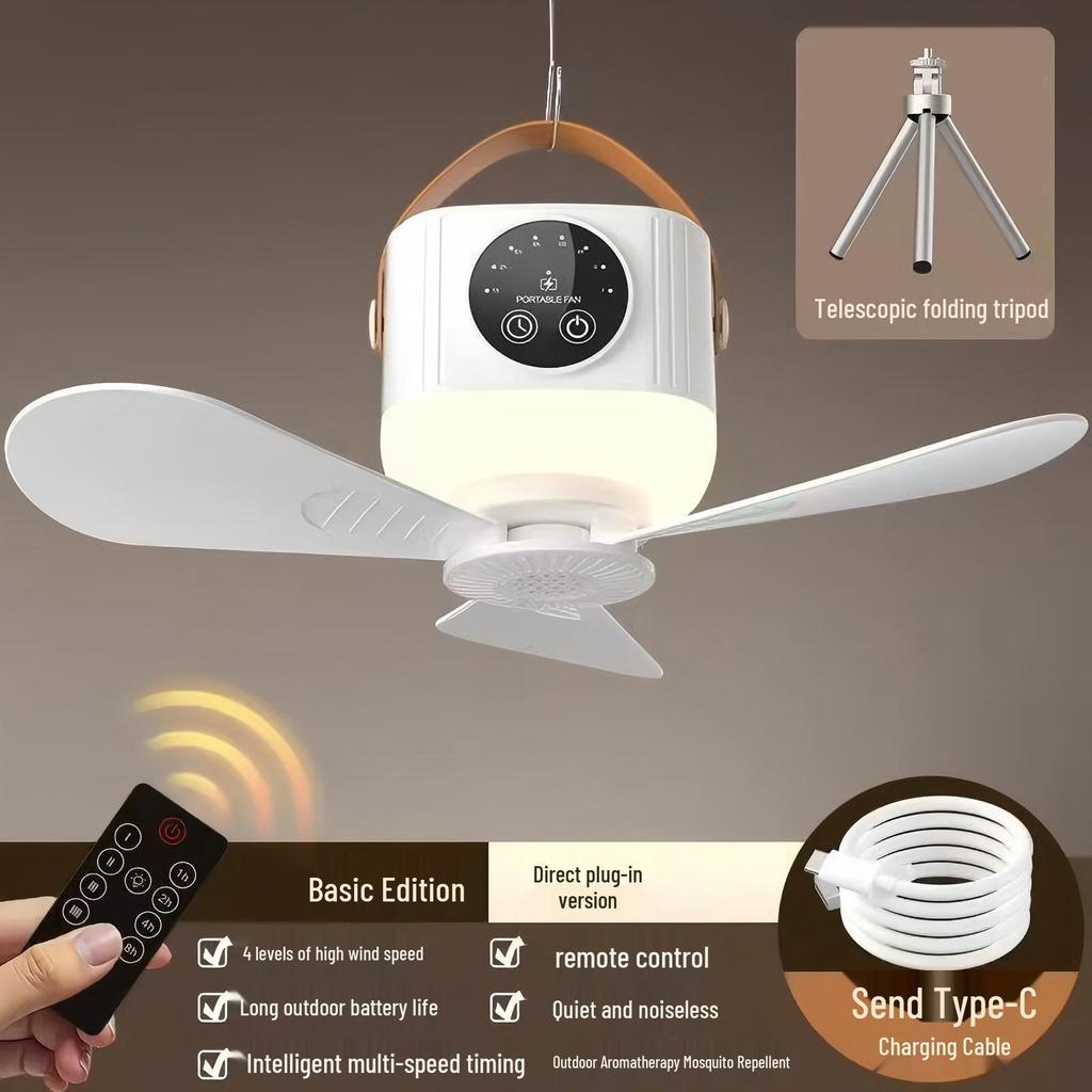 Rechargeable Remote-Control Small Ceiling & USB Fan for Dorms & Camping