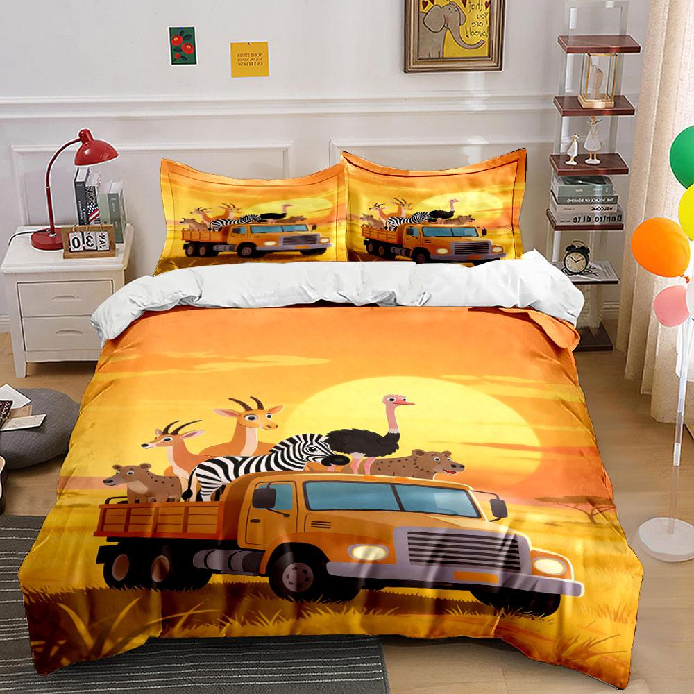 Truck carrying assorted animals. Bedding sets Duvet cover sets Duvet covers Pillowcases(1 * Duvet Cover 2 * Pillowcases, without duvet insert)