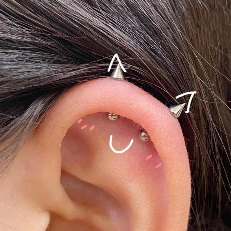 Simple Pointed Round Ball Ear Studs, Devilish Nailkets, Punk-style Rivets, Sharp Spikes, Willow Nails