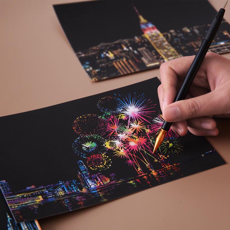 YUELU Colorful City Night Scene Scratch Art - Small Size