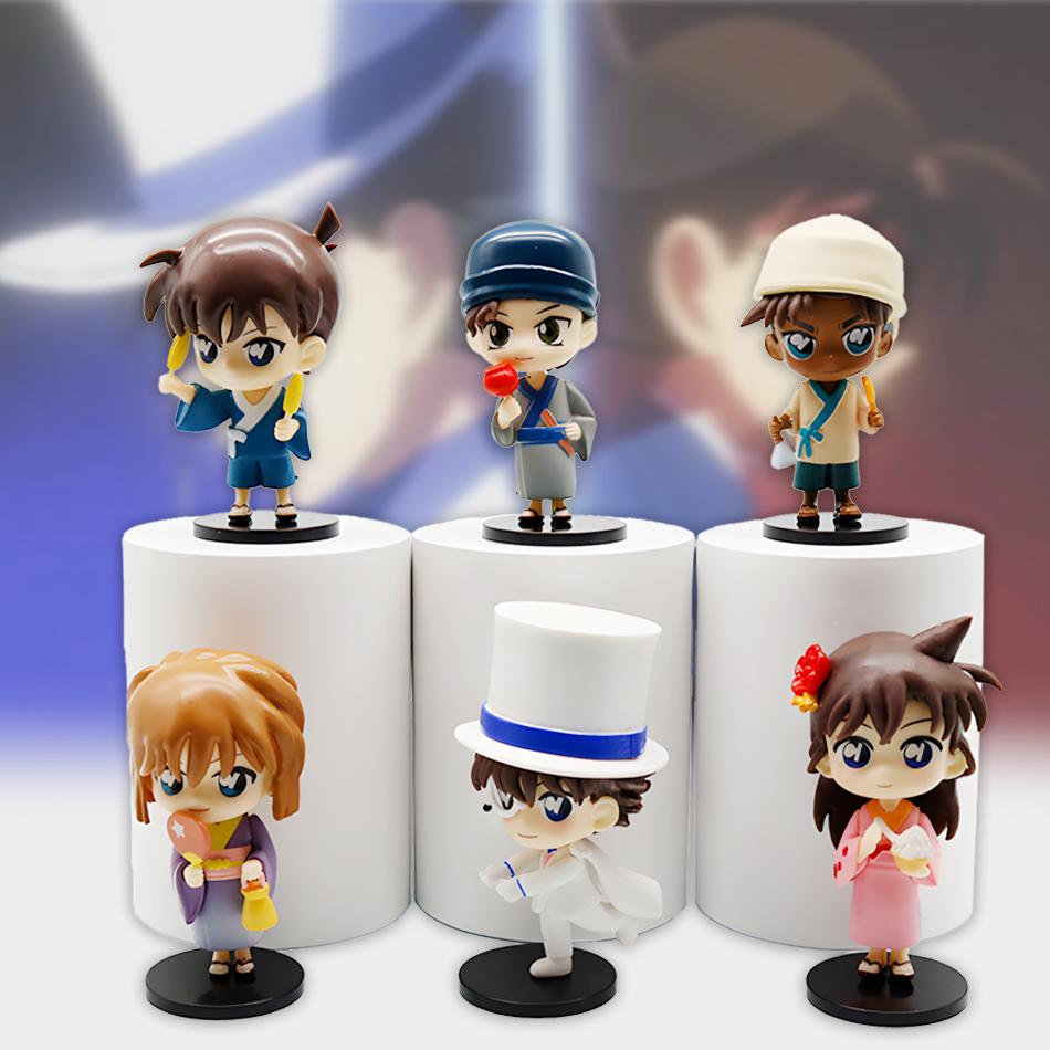 6Pcs/Set Detective Conan Summer Garden Party Series Conan Edogawa Mouri Ran Haibara Ai Figure Collectible Decoration Model Toy