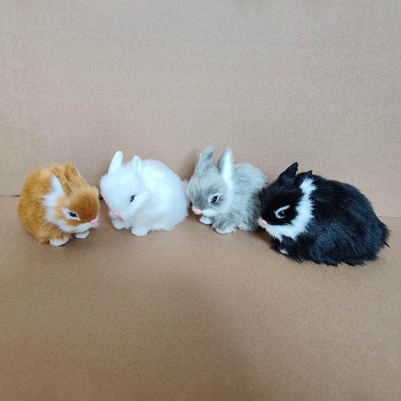 Simulation Rabbit Doll Cute Bunny Statue Cute Animal Art Ornaments for Children Day Kid Girl Boys Present Gift
