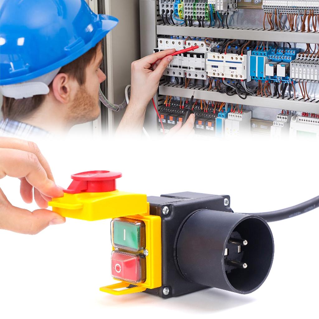 Industrial 250V 16A Push Button Switches Robusts Electromagnetic Power Switches Quick Installation for Log Splitters