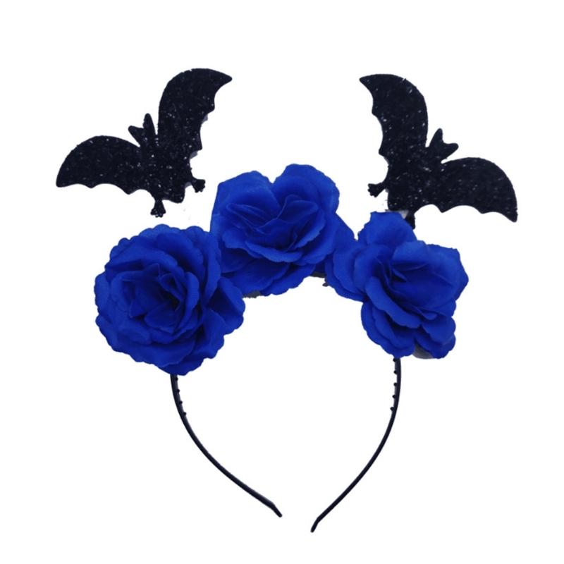 

Gothic Bat Flower Hairband for Adult Kids Cosplay Party Costume Festival Theme Party Headpieces Halloween Accessories синий