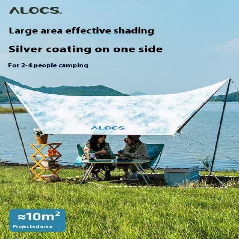 Alocs camping canopy waterproof, portable, sun-proof, 210T polyester, for hiking, family camping, beach travel, outdoor adventures