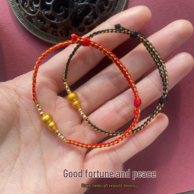 Gilded Calabash Zodiac Adjustable Red Woven Rope Bracelet