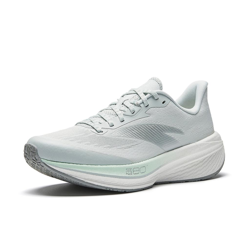 Anta 2nd Zone Heart Rate 80 Comfortable Fabric Synthetic Leather Rubber Low Top Running Shoes Women sneaker Gray Green Silver 122615555-3