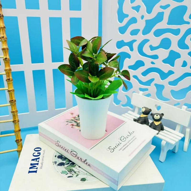 Artificial Green Plant Bonsai Plastic Plants Home Indoor Living Room Coffee Table Green Leaf Potted Plants Balcony