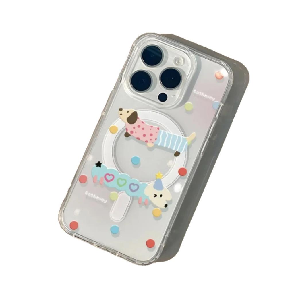 For Magnetic Attraction, for Apple Phone Protective Case, for IPhone Phone Case, Magnetic Attraction with Bracket, Cute Cartoon, Female Super Cute