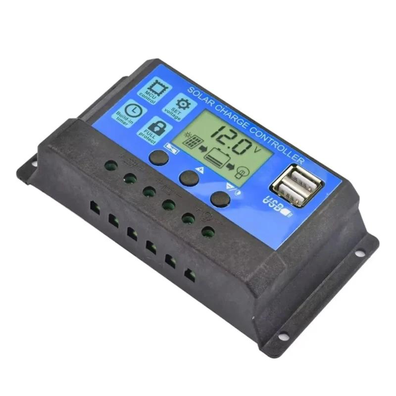 Solar Laderegler PV Regler Lastentlader 12V 24V 30A 10A Auto LCD Dual USB 5V Ausgang