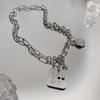 Non-fading hip-hop round square brand letter titanium steel short necklace hiphop trendy personality terroir cool dancing chain