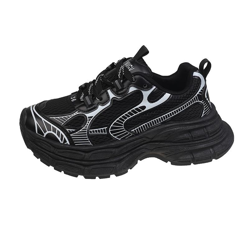 

2024 high-end thin mesh dad shoes women s thick-soled lightweight sports shoes versatile silver casual shoes 40 чорний