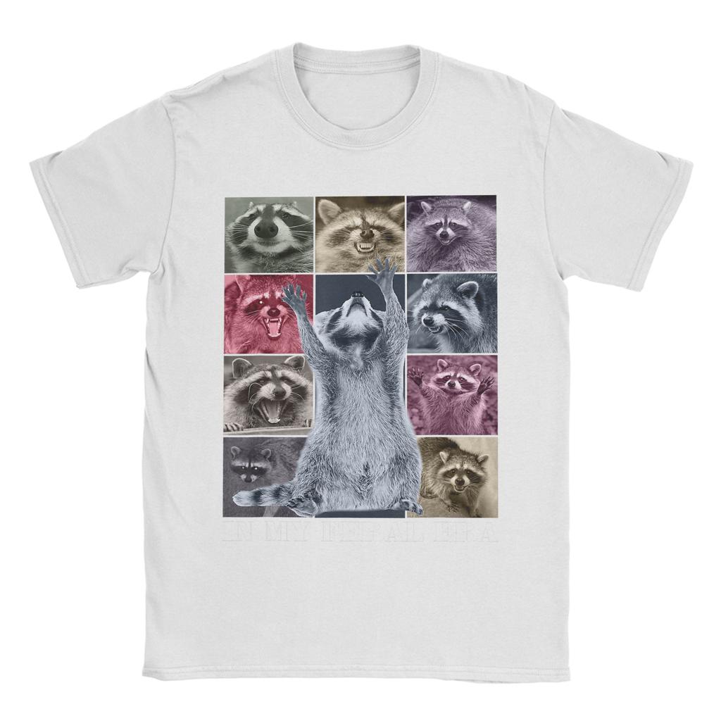 T-shirt Unisexe 'Dans Mon Époque Sauvage' Raccoon Animal Meme Drôle Hauts 100% Coton Nouveauté Manches Courtes Col Rond Idée Cadeau T-shirts