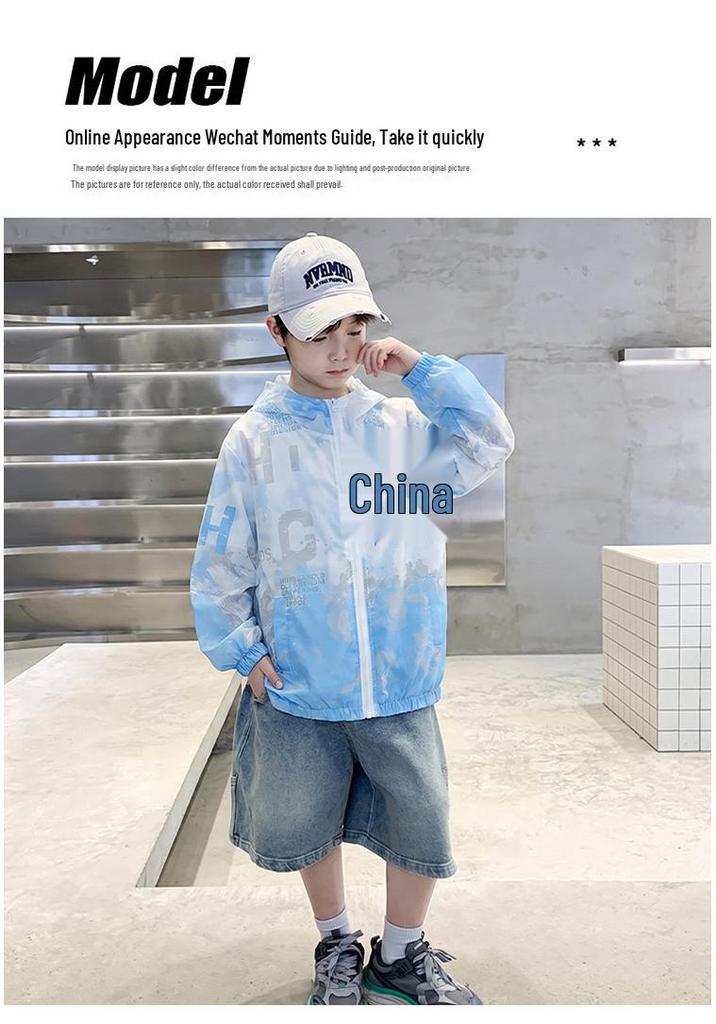 Boys' 2026 Sun Protection Jacket - Gradient, Breathable, and Stylish for Older Children