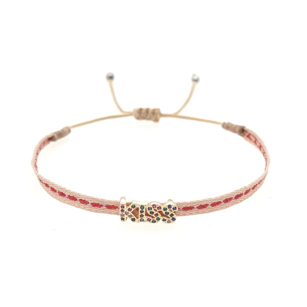 Retro Pattern Bohemian Spanish Court Hand-Woven Bracelet with Micro-Inlay