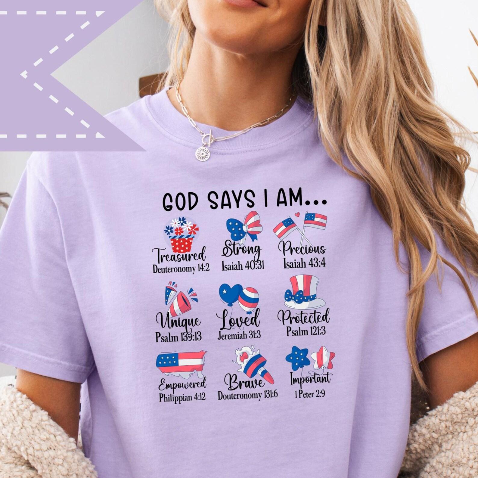 God Says I Am Empowered Tee, Christian USA Flag Graphic Shirt, Freedom Tee, 250 Years Of Freedom Shirt, 4th of July Shirt 4XL
