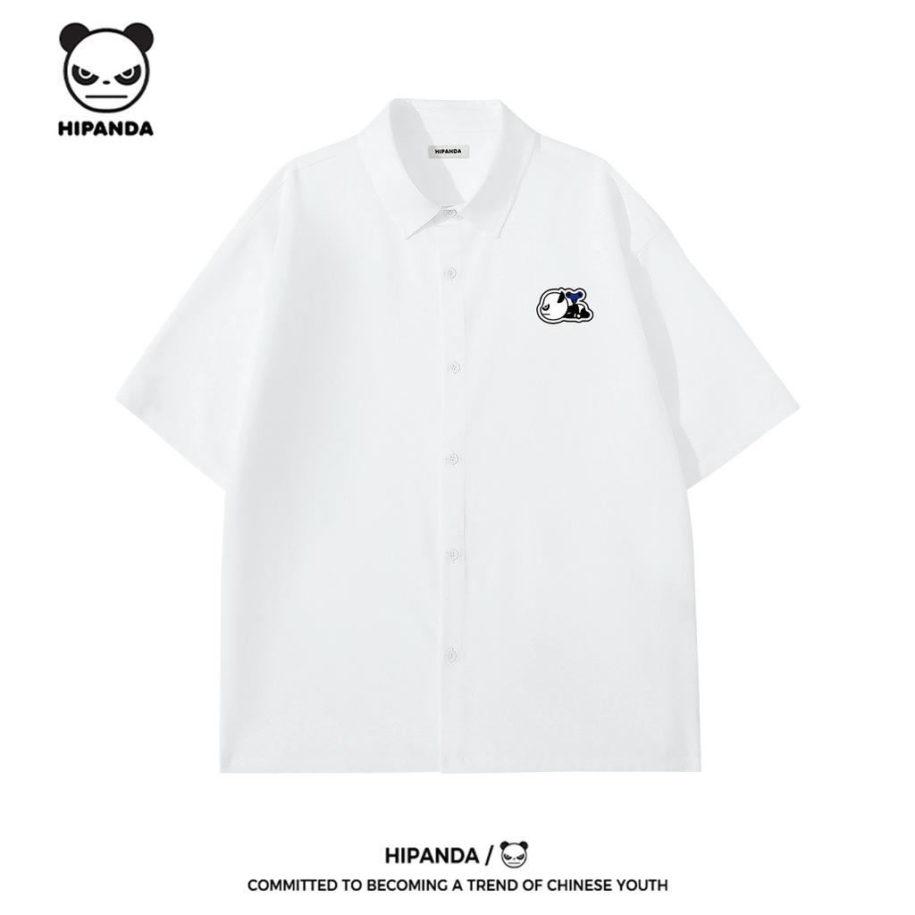 Hello Hipanda, Panda. High end, minimalist, solid color, lapel, short sleeved shirt