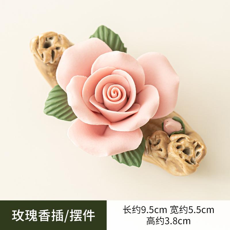 

Изысканная роза, керамическая линия, ароматическая вставка, сделанная вручную, держатель для благовоний в виде зажатого цветка, настольная подставка для ручек, чайный столик, чайный сервиз в стиле кунг-фу