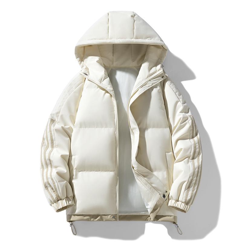 Winter Hooded Down Cotton Clothes Men's Coat Brand Loose Three Bars Cotton Clothes Thickened Warm Bread Clothes Men's Clothing