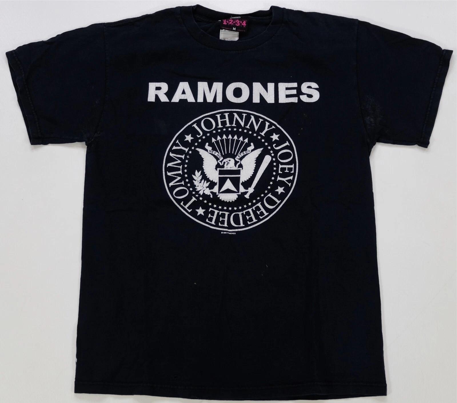 Rare VTG 1-2-3-4 The Ramones Johnny Joey Dee Dee Tommy 1999 Seal T Shirt 90s M XL