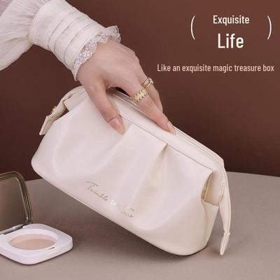 Lujoso Clutch de Maquillaje Plisado: Bolso Portátil y Elegante para Lipstick, Polvera Compacta y Esenciales de Viaje