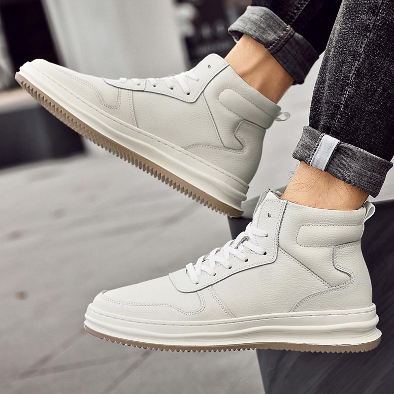 Fashion boots for men genuine leather fashion shoes cowboy leather boot outdoor handsome motorcycle botas man plush warm snow boots