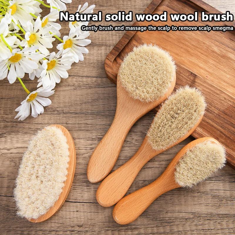 Wooden Handle Brush Baby Hair Brush Newborn Hair Brush Infant Comb Head Massager Special for real hair wigs