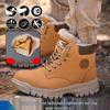 Winter Safety Shoes with Fleece Lining: Anti-smash, Puncture-resistant, Water-repellent Microfiber Leather Work Shoes.