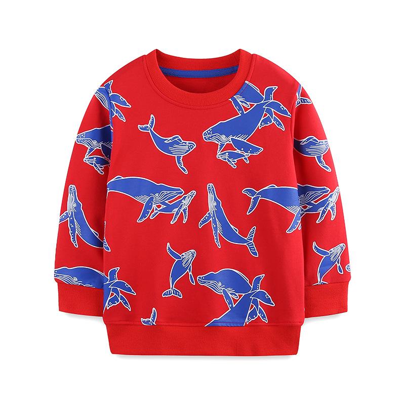 New European Style Boys  Cartoon Hoodie - Autumn Cotton Knit Pullover for Kids 125 cm