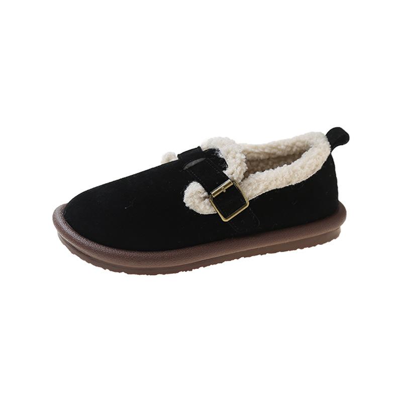 Vintersko Dame Casual Flats Mokasiner Myke Loafers Dame Mote Komfort Varm Plysj Slip-on Dame Bomullssko