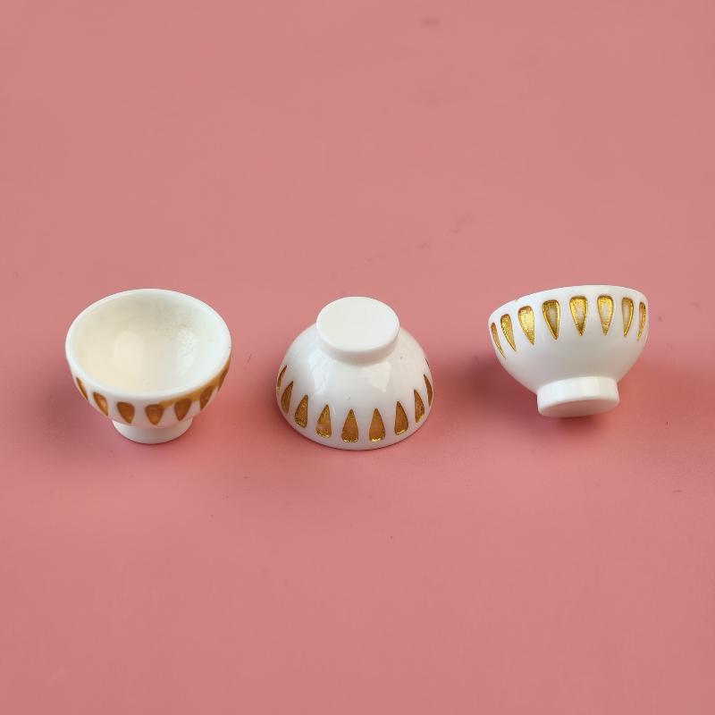 10Pcs Cute 3D Mini Resin Bowls Kawaii Simulation Food Container for Dollhouse Decor DIY Craft Jewelry Making