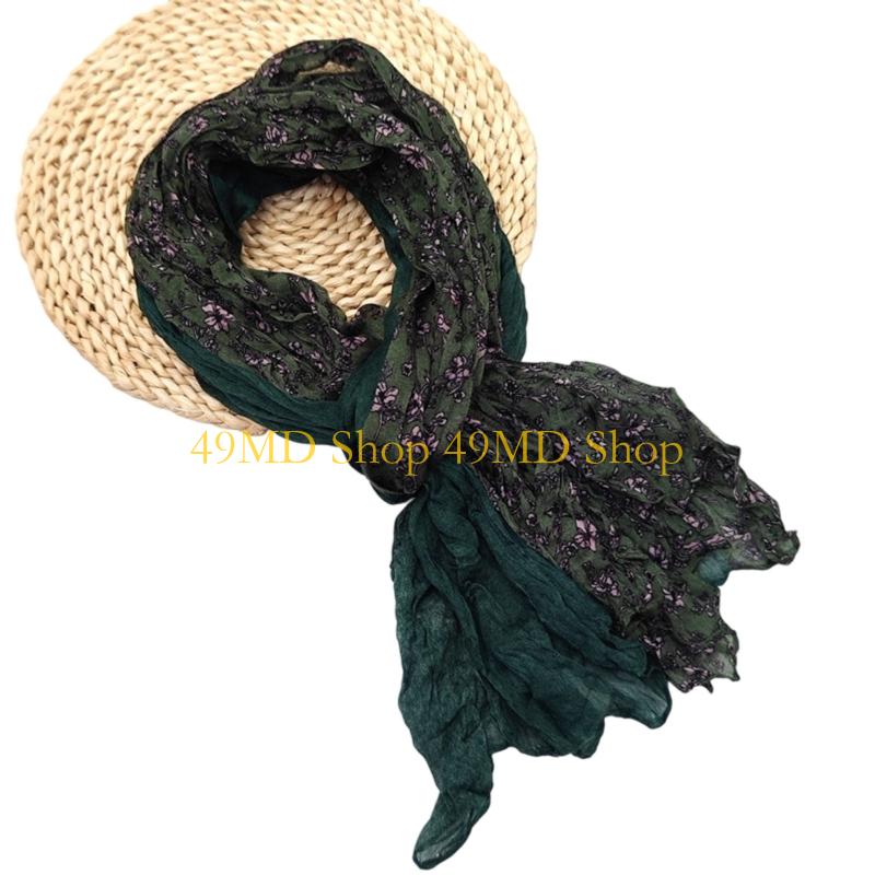 49MD Fashion Crinkled Scarf Stylish Layering Neckwear Polyester Long Scarf For Women