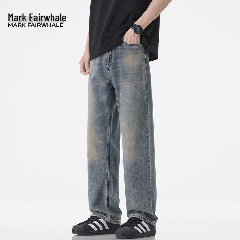 Mark Fairwhale Men's American Retro Loose Straight Leg Distressed Jeans
