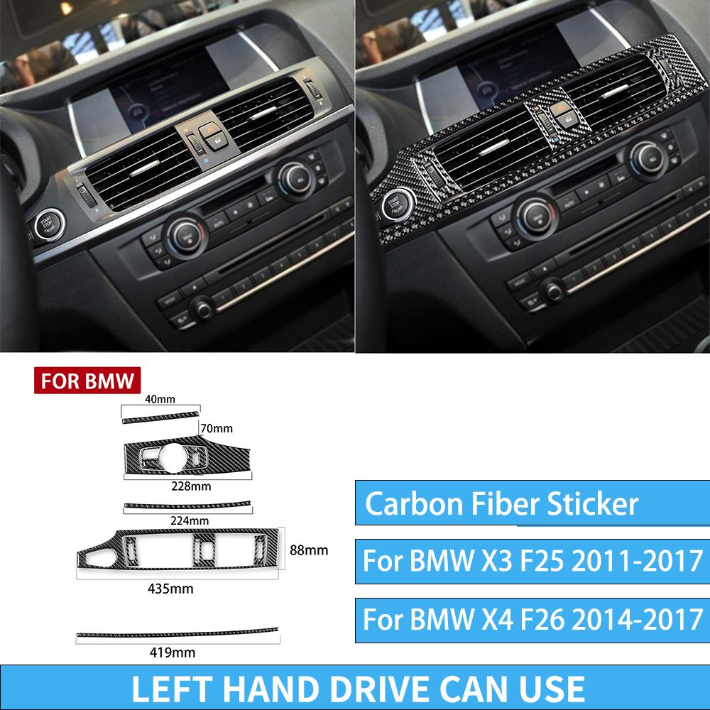 For BMW X3 F25 2011-2017 For X4 F26 2014-2017 Accessories Interior Dashboard Gear Outlet Full Set Kit Carbon Fiber Cover Sticker