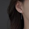 Four-leaf clover earline women's niche design temperament long ear hole earrings round face showing thin tassel versatile ear jewelry