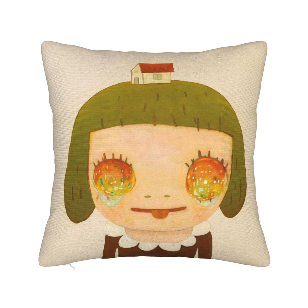 Angry Red Dress Nara Square Pillow Case Polyester Cushions for Sofa Yoshitomos Fashion Pillowcase