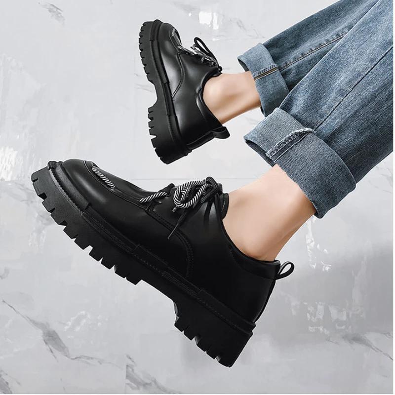 Hot Comfortable Mens Casual Shoes 2024 Fashion Men’s Leather Shoes Wear-resistant Anti-slip Male Platform Shoe Zapatos De Hombre