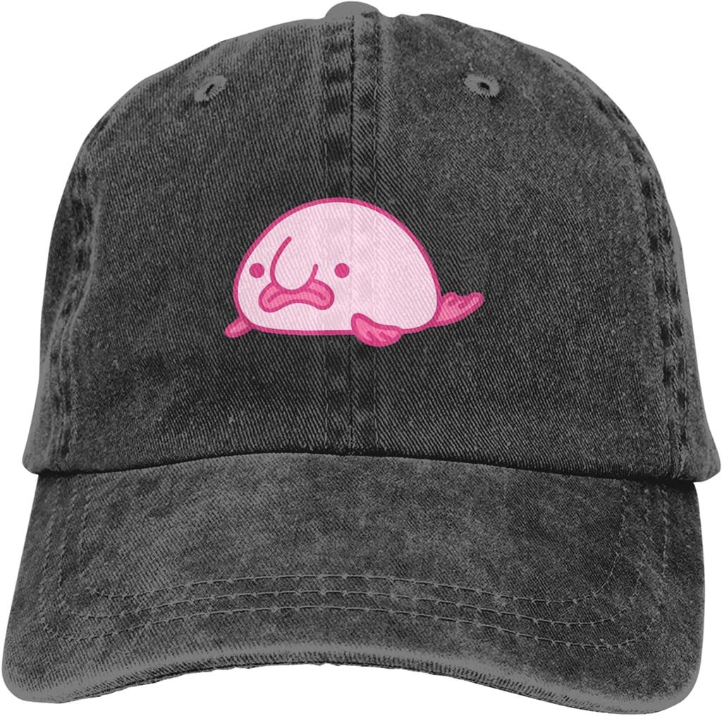Cute Blobfish Graphic Baseball Cap Unisex Adjustable Casual Sun Protection Denim Style Hat