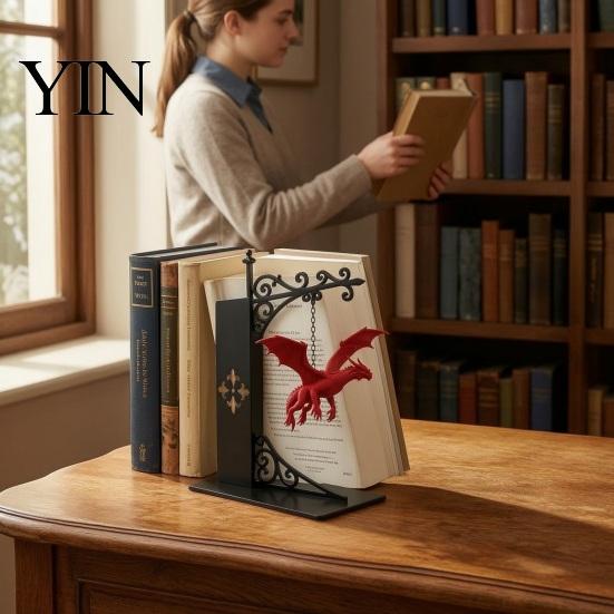 Einzigartiges Geschenk für Fantasy-Süchtige Fliegender Drache Bücherregal-Licht, Dekorative Buchstütze Licht & Schreibtisch, Kreative Schreibtisch-Accessoires Skulptur Buchstütze,