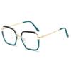 Trendy European & American Style Color-Block Large Frame Women's Glasses - Photochromic Anti-Blue Light.
