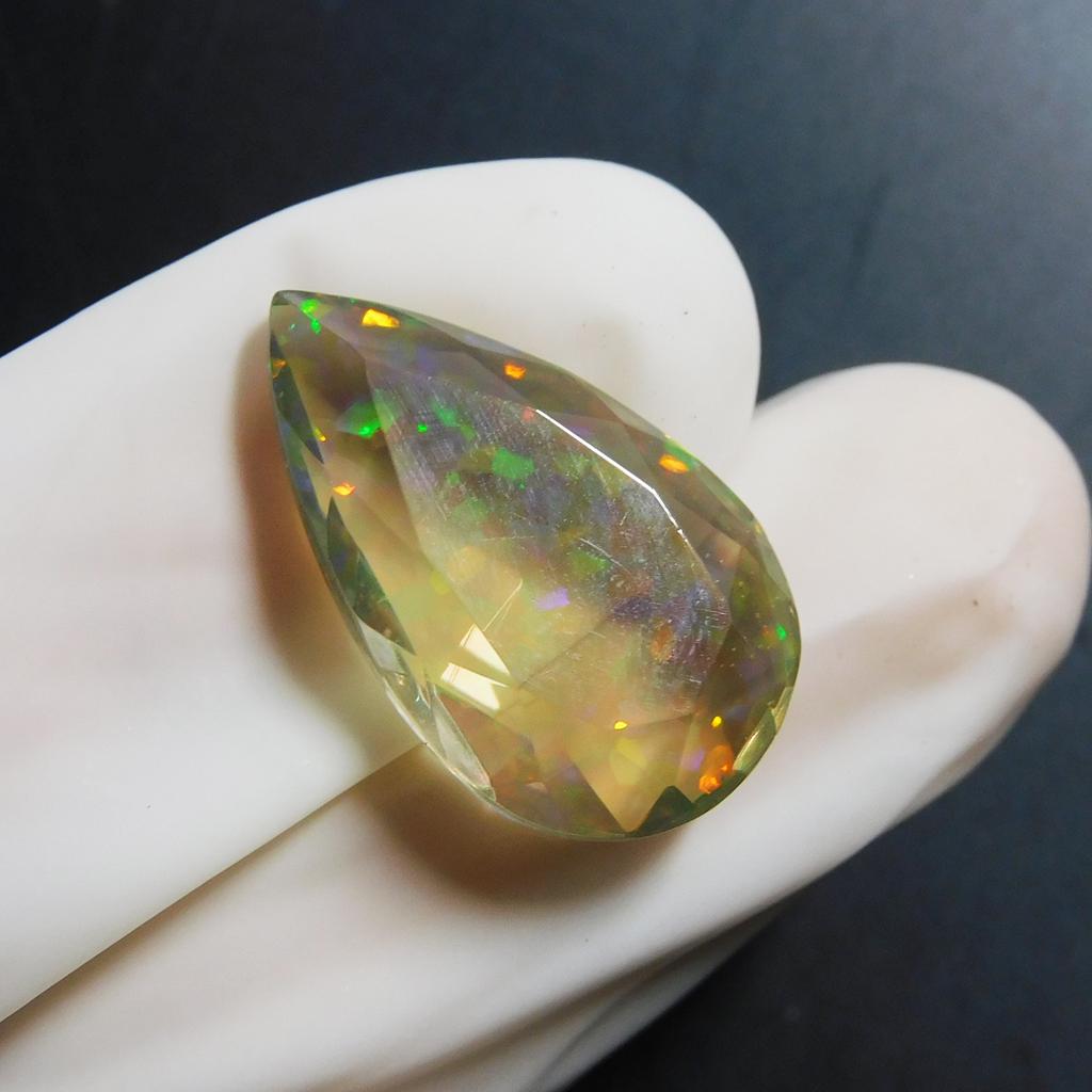 Opal 13.60 Ct Lab Created Pear Stunning Certified Loose Gemstone