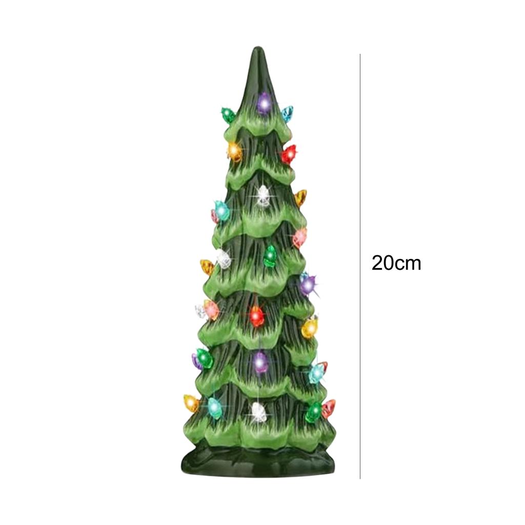 Christmas Tree Ornament with LED Lights Colorful LED Mini Christmas Tree Hand-Painted Resin Christmas Tree for Home Decoration