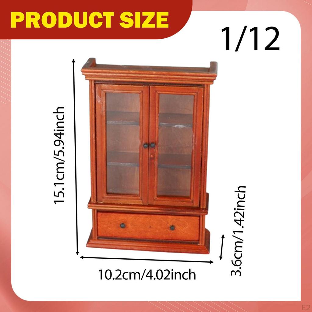 1/12 Dollhouse Miniature Furniture Micro Scene Storage Cabinet Craft Display Wooden Prop with Drawer