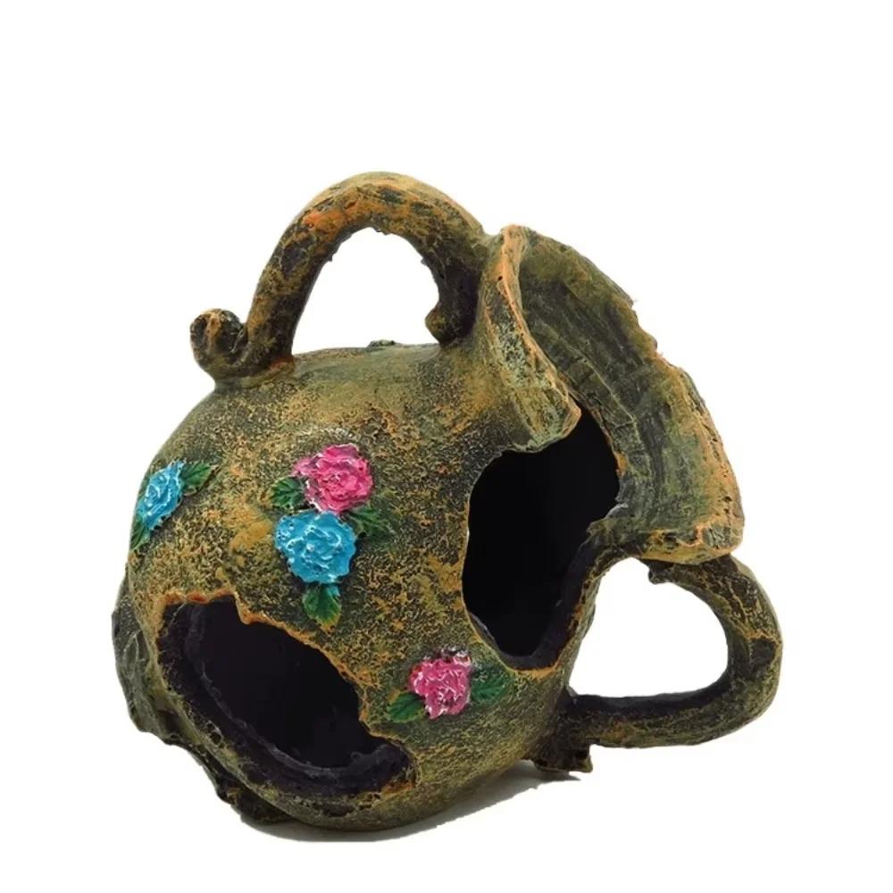Aquarium Artificial Barrel Cave Resin Ornaments Decorations Landscaping Accessories For Fish Tank Aquarium Decoration Supplies