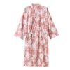 Damen Baumwoll Sommer Kimono-Stil Gaze Bademantel Pyjama, Große Größen, Mittellang Jacquard Nachtwäsche