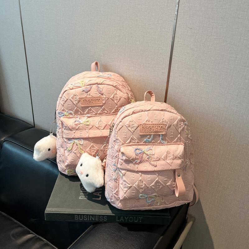 

Fresh backpack beautiful cute casual simple student schoolbag commuting fashion class schoolbag women small рожевий