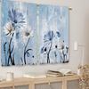 Rustic Retro Blues Daisy and Butterfly Print Half Curtain Short Rod-Style Window Treatment for Kitchen and Bathroom 27.5 x 39 inches