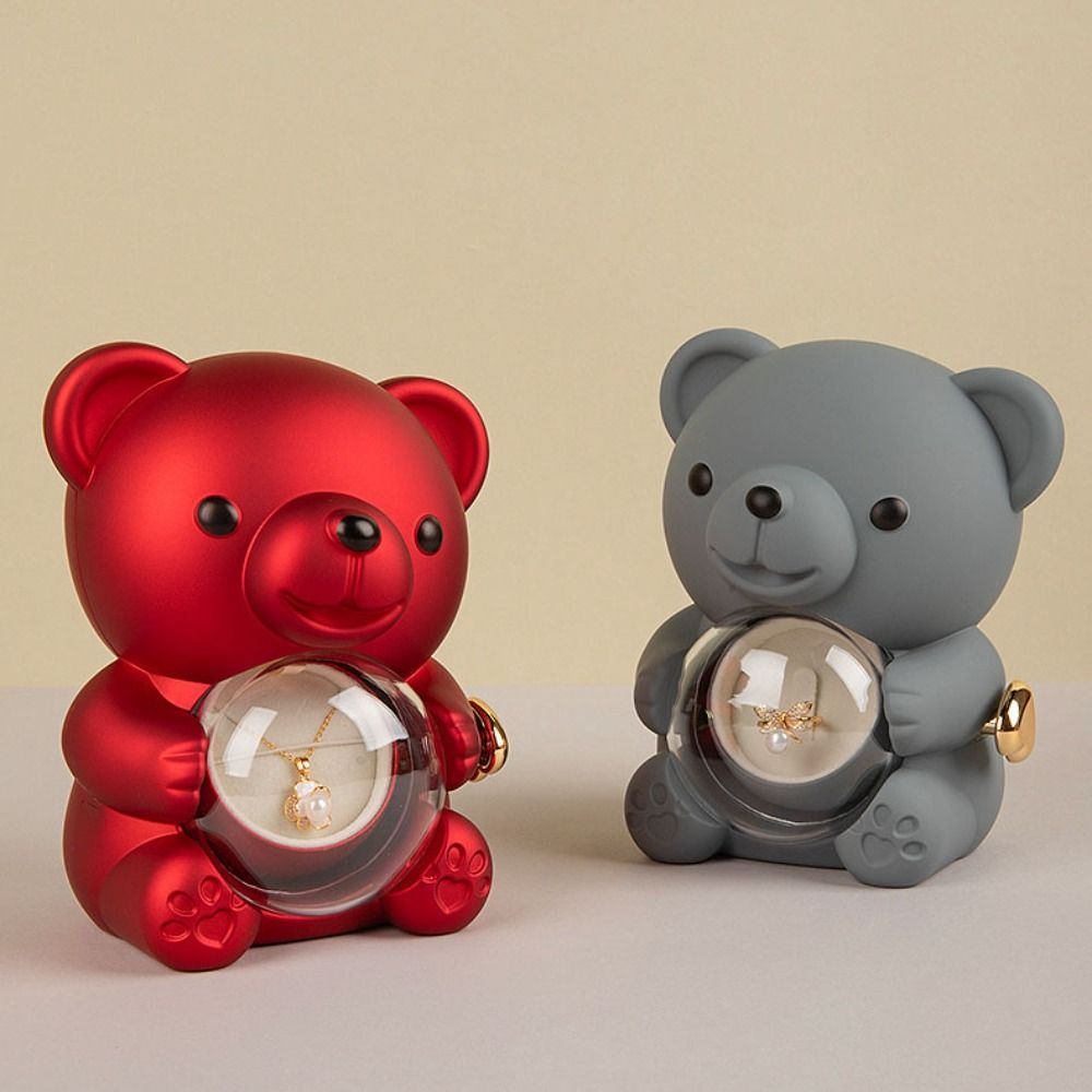 Seifenblumen Bär Geschenkbox Drehbarer Ring Geschenketui Kreative Rosen Schmuckschatulle Hochzeit