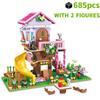 Freundschaft Camping Baumhaus Traum Rutsche Wald Villa Bausteine Mädchen Serie Steine Hütte Modell Zusammenbau Spielzeug Kinder Geschenke