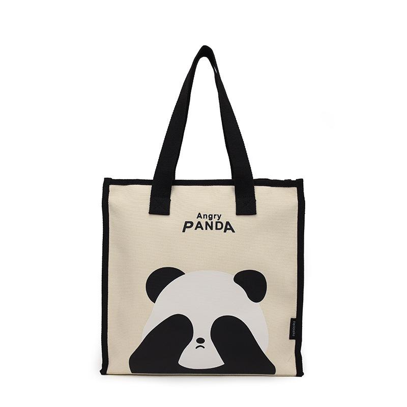 

Panda bag large capacity handbag commuter wind tote bag cute printed canvas hand bag women portable shoulder bag